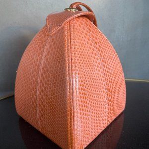Tangerine Dyed Snakeskin Pyramid Wristlet Bag